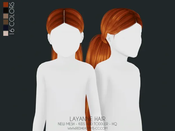 Alpha LAYANNE HAIR KIDS AND TODDLER by redheadsims - The Sims 4 custom content