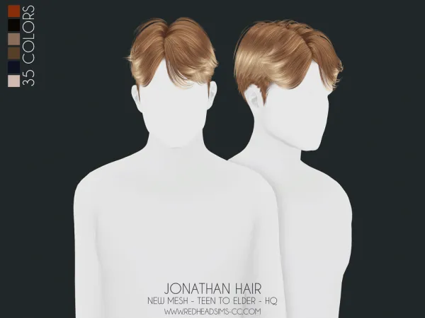 Alpha JONATHAN HAIR by redheadsims - The Sims 4 Custom Content