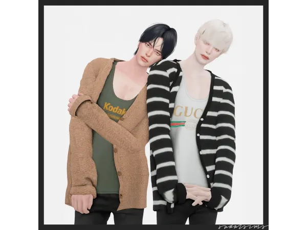 Alpha [sudal] Cardigan Tank Top M - The Sims 4 Custom Content