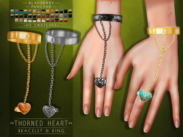 Maxis Match Blahberry Pancake Thorned Heart Bracelet Ring by blahberry-pancake - The Sims 4 Custom Content
