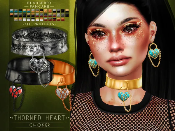 Alpha Blahberry Pancake Thorned Heart Choker by blahberry-pancake - The Sims 4 Custom Content