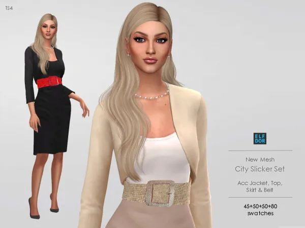 Alpha City Slicker Set by elfdor - The Sims 4 Custom Content