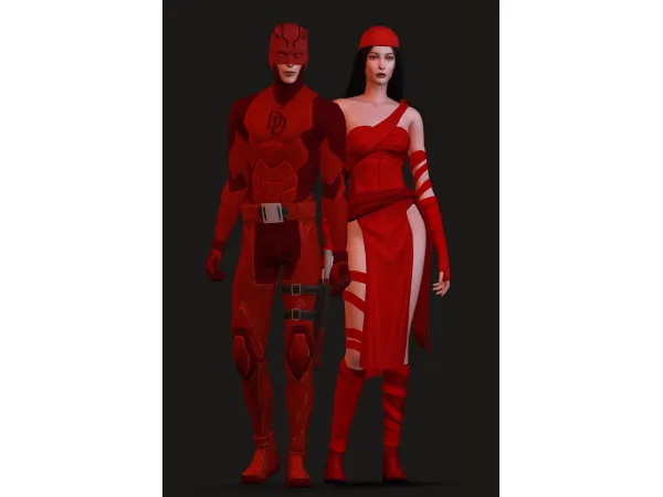 Alpha Daredevil and Elektra by simsfinds - The Sims 4 Custom Content