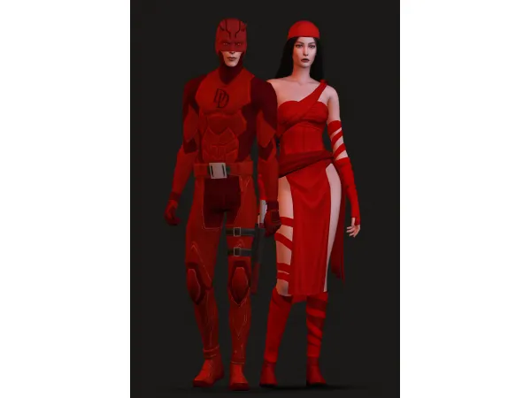 Alpha Daredevil and Elektra by simsfinds - The Sims 4 Custom Content
