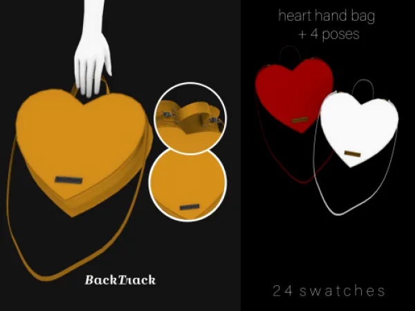 Alpha Heart Handbag 4 poses by backtrack - The Sims 4 Custom Content