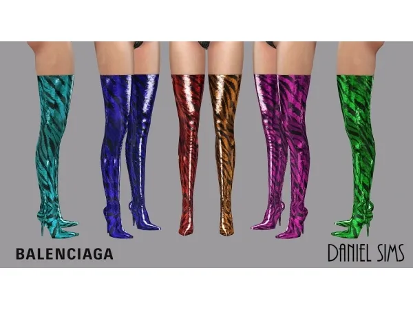 Alpha Balenciaga Animal Sequined Zebra Print Shoes by danielsims - The Sims 4 Custom Content