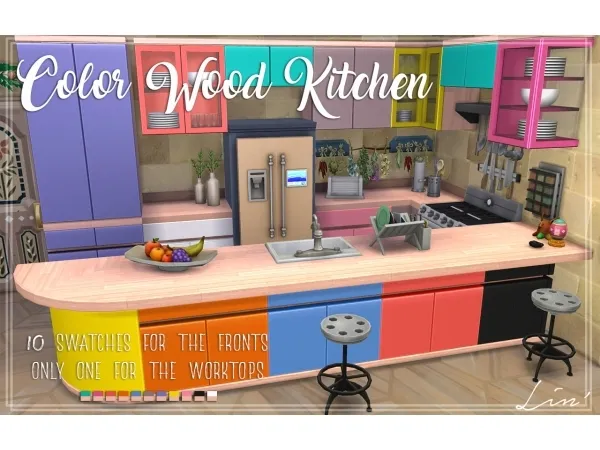 Maxis Match Color Wook Kitchen by simsfinds - The Sims 4 Custom Content