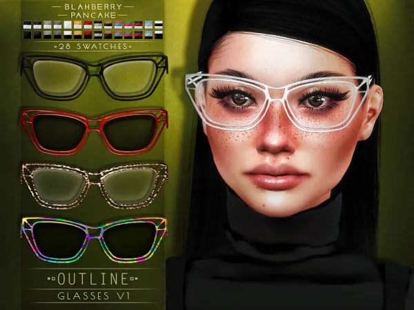 Alpha Outline Glases V1 (unisex) by blahberry-pancake - The Sims 4 Custom Content