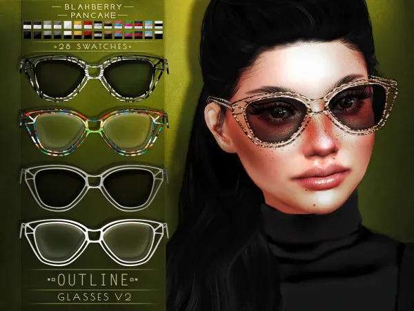 Alpha Outline Glases V2 (unisex) by blahberry-pancake - The Sims 4 Custom Content
