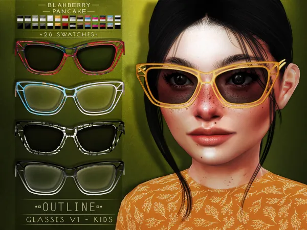 Alpha Outline Glases V1 KIDS by blahberry-pancake - The Sims 4 Custom Content
