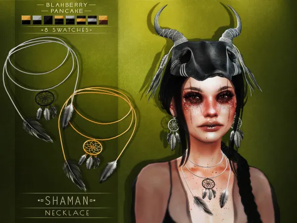 Maxis Match Blahberry Pancake Shaman Necklace (female) by blahberry-pancake - The Sims 4 Custom Content