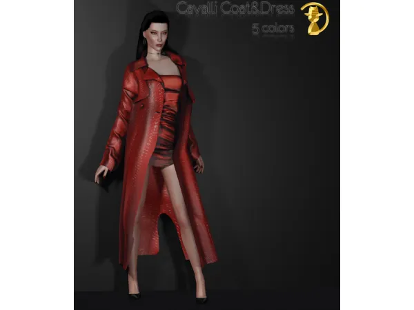 Alpha Cavalli Coat Dress CN002 by simsfinds - The Sims 4 Custom Content