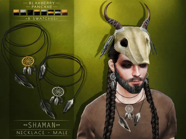 Alpha Blahberry Pancake Shaman Necklace (male) by blahberry-pancake - The Sims 4 Custom Content