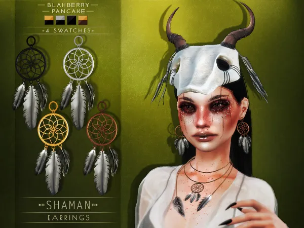 Alpha Blahberry Pancake Shaman Earrings (unisex) by blahberry-pancake - The Sims 4 Custom Content