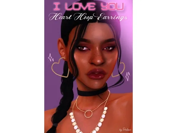 Mix I LOVE YOU Heart Hoop Earrings by Pralinesims - The Sims 4 Custom Content