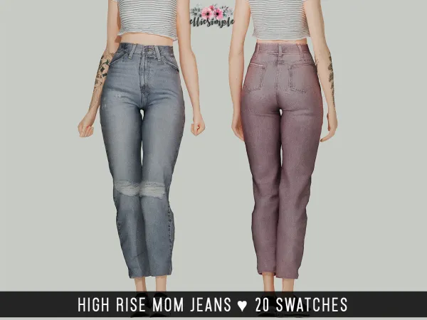 Alpha Elliesimple High Rise Mom Jeans by elliesimple - The Sims 4 Custom Content