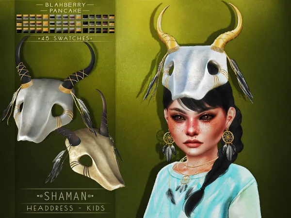 Maxis Match Blahberry Pancake Shaman Headdress KIDS by blahberry-pancake - The Sims 4 Custom Content