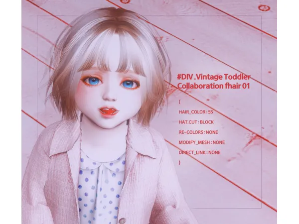 Alpha [DIV] Vintage Toddler Collaboration hairs by simsfinds - The Sims 4 Custom Content
