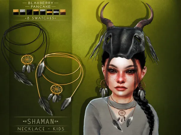 Alpha Blahberry Pancake Shaman Necklace KIDS by blahberry-pancake - The Sims 4 Custom Content
