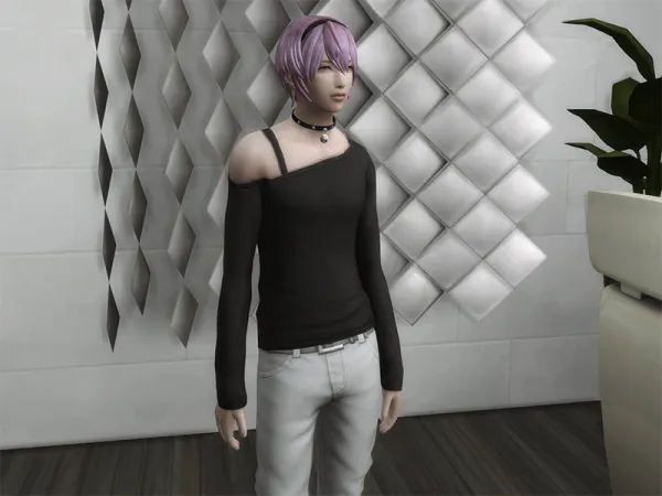 Maxis Match Off Shoulder Top for Males (Teen to Elder) by Kohagura - The Sims 4 Custom Content