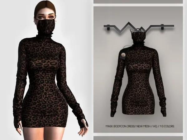 Alpha busra tr's Mask Bodycon Dress BD335 - The Sims 4 Custom Content