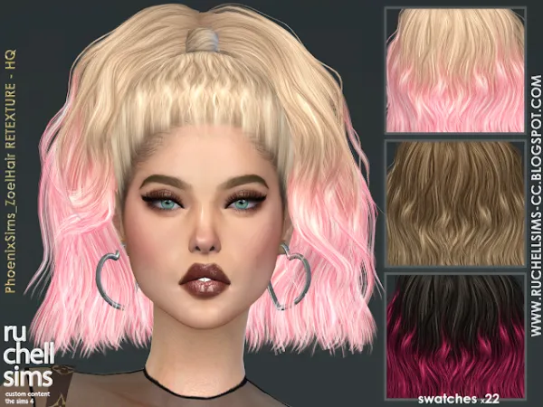 Alpha PhoenixSims_ZoelHair RETEXTURE by ruchellsims - The Sims 4 Custom Content