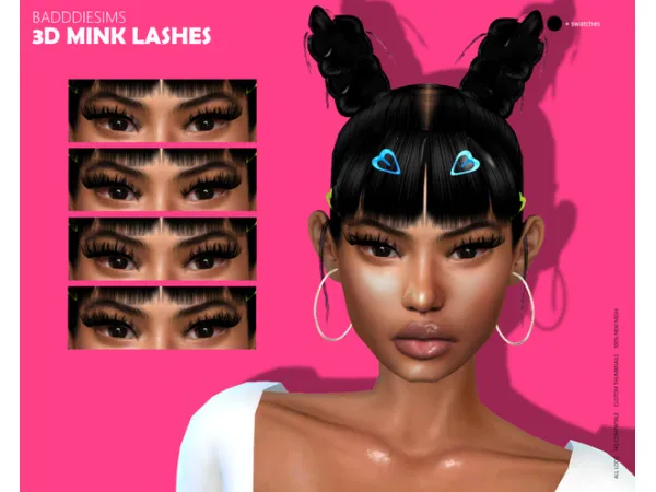 Alpha 3D MINK LASHES NEW VERSION by BADDDIESIMS - The Sims 4 Custom Content