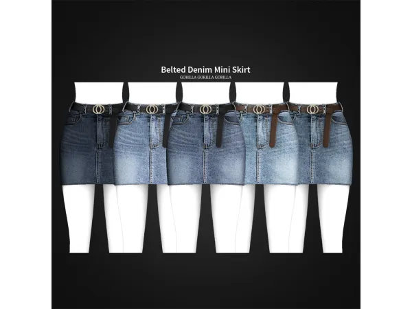 Alpha Belted Denim Mini Skirt by simsfinds - The Sims 4 Custom Content