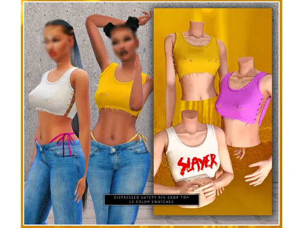 Alpha dorific_DISTRESSED SAFETY PIN CROP TOP by dorific-cc - The Sims 4 Custom Content