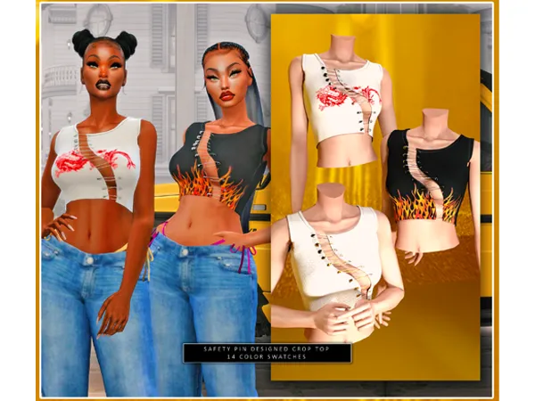 Alpha dorific_SAFETY PIN DESIGNED CROP TOP by dorific-cc - The Sims 4 Custom Content