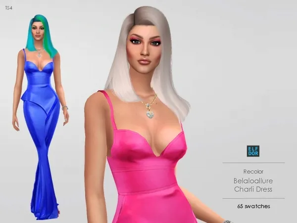 Alpha Belaloallure Charli Dress RC by elfdor - The Sims 4 Custom Content