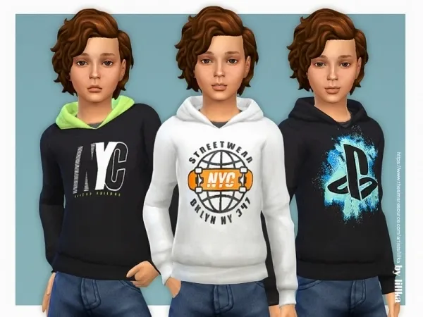 Maxis Match lillka's Hoodie for Boys P22 - The Sims 4 Custom Content