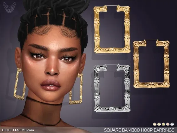 Alpha Square Bamboo Hoop Earrings by giuliettasims - The Sims 4 Custom Content