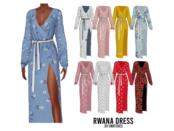 Mix RWANA DRESS by kenzarsims - The Sims 4 Custom Content