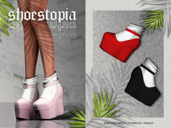 Alpha shoestopia baby doll boots by shoestopia - The Sims 4 Custom Content