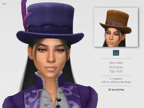 Maxis Match Victorian Top Hat v1 by elfdor - The Sims 4 Custom Content