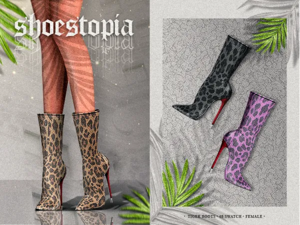 Alpha shoestopia tiger boots by shoestopia - The Sims 4 Custom Content