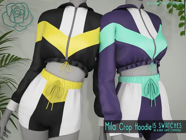 Alpha Mila Crop Hoodie BRsims by bluerose-sims - The Sims 4 Custom Content