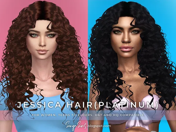 Alpha Jessica Hairstyle Platinum Retexture by sonyasims - The Sims 4 Custom Content