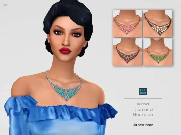 Maxis Match Diamond Necklace by elfdor - The Sims 4 Custom Content