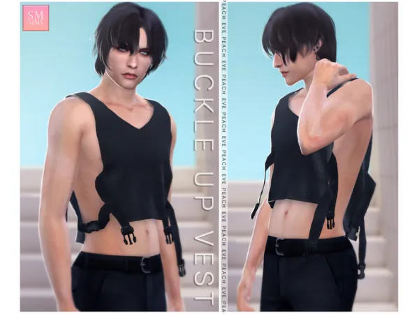 Alpha Male Buckle Up Vest by smsims - The Sims 4 Custom Content