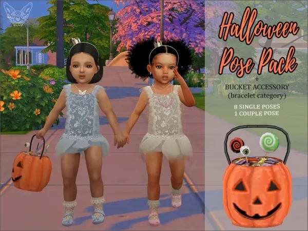 Alpha HALLOWEEN POSE PACK AND PUMPKIN BUCKET FOR TODDLERS - The Sims 4 Custom Content