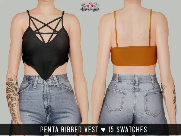 Alpha Elliesimple Penta Ribbed Vest - The Sims 4 Custom Content