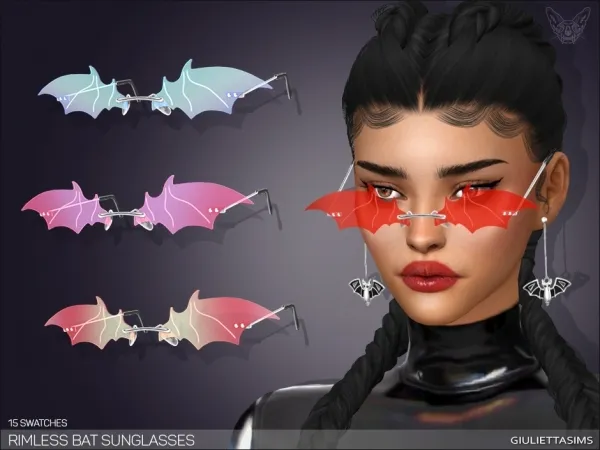 Alpha Rimless Bat Sunglasses - The Sims 4 Custom Content