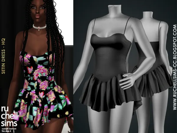 Alpha SETIN DRESS [GIFT FREE] by ruchellsims - The Sims 4 Custom Content