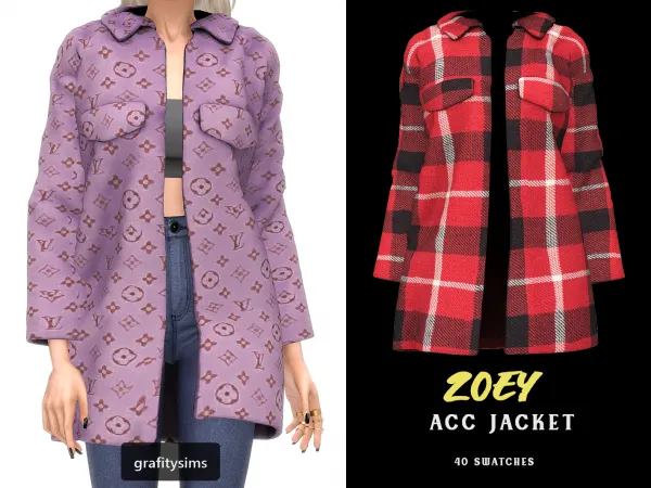 Alpha Zoey ACC Jacket by grafity-cc - The Sims 4 Custom Content