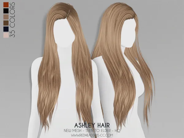 Alpha ASHLEY HAIR by redheadsims - The Sims 4 Custom Content