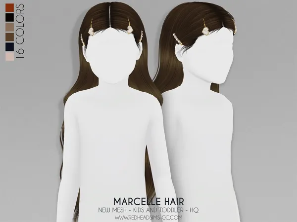 Alpha MARCELLE HAIR KIDS AND TODDLER VERSION by redheadsims - The Sims 4 custom content