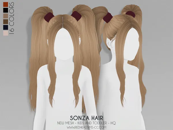 Alpha SONZA HAIR KIDS AND TODDLER by redheadsims - The Sims 4 Custom Content