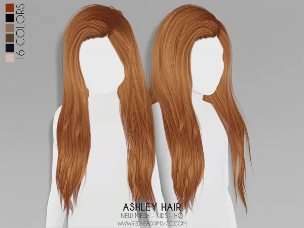 Alpha ASHLEY HAIR KIDS VERSION by redheadsims - The Sims 4 Custom Content